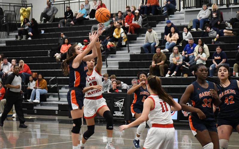 Habersham Central’s Kyia Barrett put it up from everywhere Friday night against Jackson County, hitting 9-of-17 shots including seven from downtown. MATTHEW OSBORNE/Staff