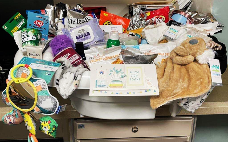 The family of Esteban Arriaga received a basket will all kinds of goodies for welcoming the first baby born in Habersham County in 2023. HABERSHAM MEDICAL CENTER/Submitted