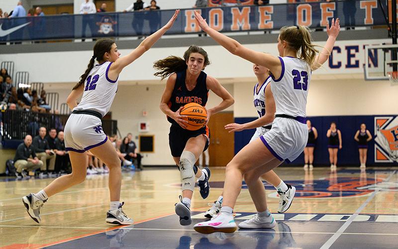 Habersham Central's Kyia Barrett runs through traffic against North Forsyth on Friday night. ZACH TAYLOR/Special