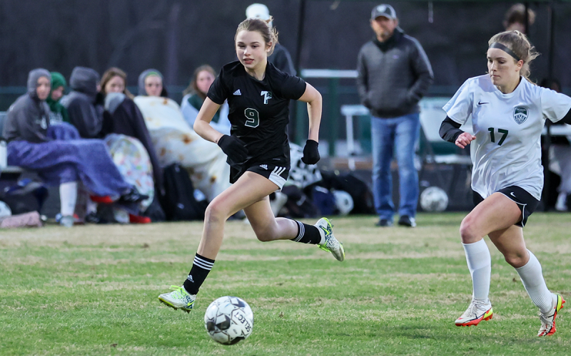 Tallulah Falls’ Bailey Crumley (left) scored twice for the Lady Indians on Tuesday night. AUSTIN POFFENBERGER/Special