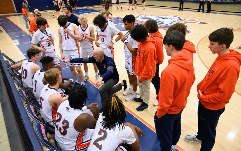 Habersham Central coach Tommy Yancey instructs his team during the Region 8-6A tournament. The Raiders finished third in the tournament. ZACH TAYLOR/Special