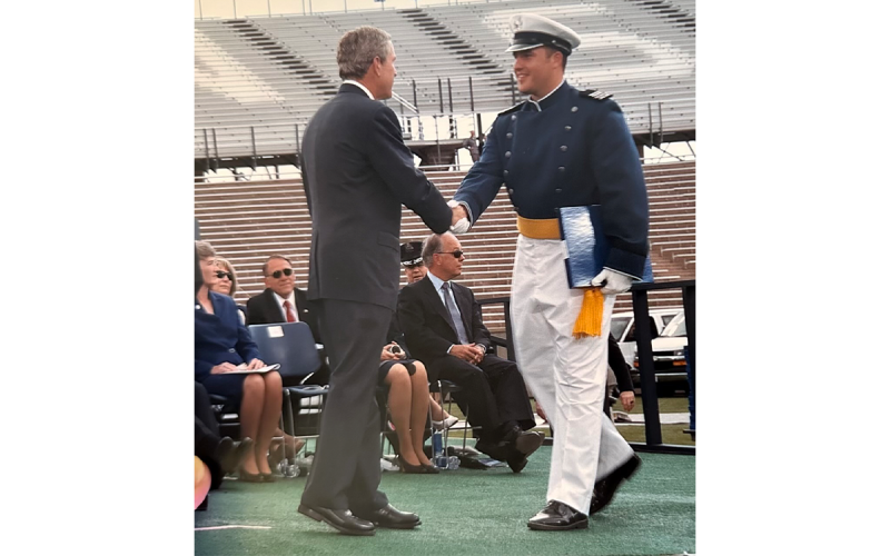 Habersham Central alum Matt Burrell met President George W. Bush after graduating from the Air Force Academy after his football days ended.MATT BURRELL/Submitted