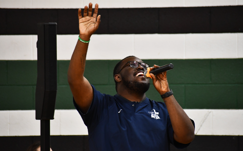 Quez Geter sang spiritual songs as part of the fellowship. MATTHEW OSBORNE/Staff