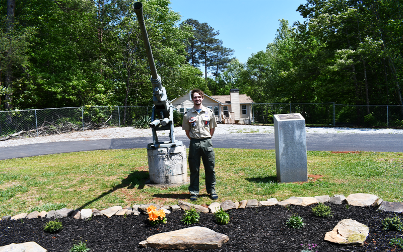 Christian Cooper worked his way through his Eagle Scout project on April 29. Cooper chose the project because the area was already sentimental to him, with his aunt taking him there when he was younger. JOHN DILLS/Staff