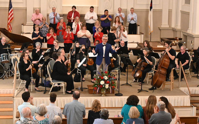 First Baptist Minister of Worship &amp; Music Randy LeBlanc accepts applause from the audience at last year’s American Music Concert. BECKY HUGHES/Submitted