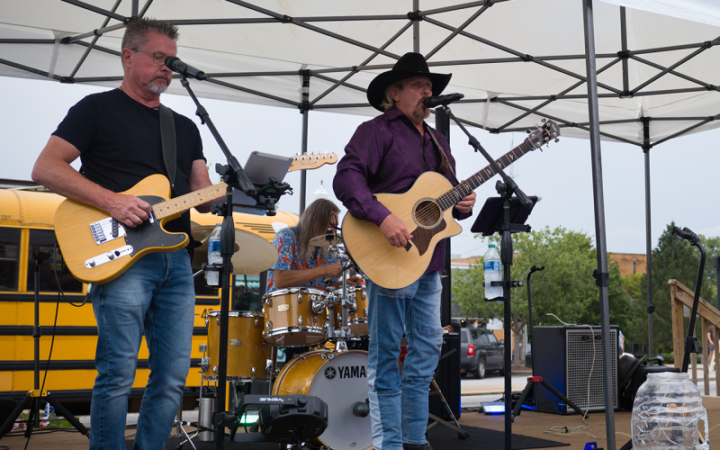 There were tents set up on the ballfields after a pop-up festival in Clarkesville on Sunday evening featuring the Steve Bryson Band. MATTHEW OSBORNE and ZACH TAYLOR/Staff