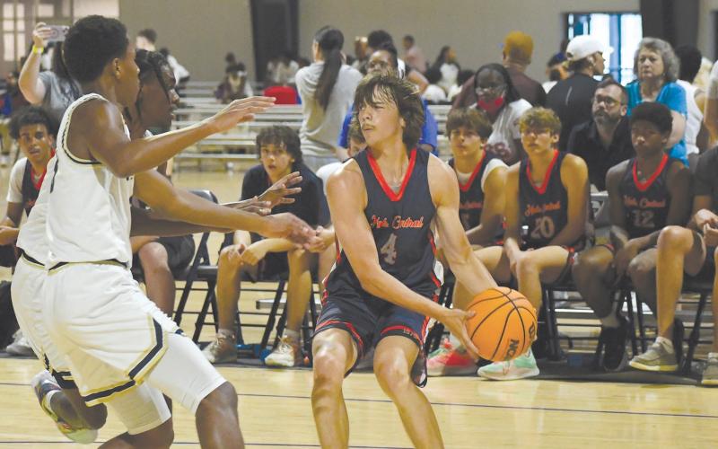 Brannon Gaines looks to get the ball inside. LANG STOREY/Staff
