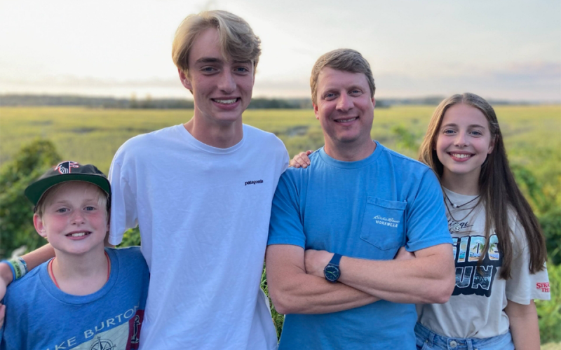 Toby Grady (second from right) takes a moment with his children (from left) Stephen, Jacob and Sarah Grace. SUBMITTED
