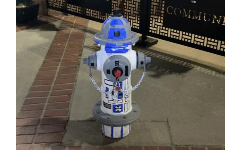 Chanley Joy’s vision of a fire hydrant painted like R2-D2 from Star Wars has come to fruition on Clarkesville Street in Cornelia. VICKI VINSON/Submitted