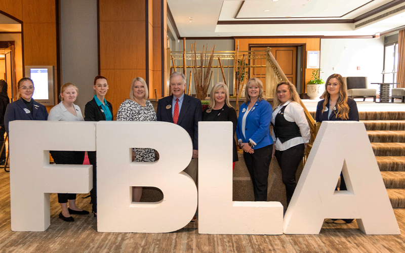Honorees are (from left) Alexis Whittemore; Kortney Wright; Autumn Strickland; Emily Sullens, adviser; John Wilkinson, NGTC president; Mindy Glander, NGTC vice president of academic affairs; Mona Williams, adviser; Emily Linz; and Samantha Byers. AMY HULSEY/Submitted