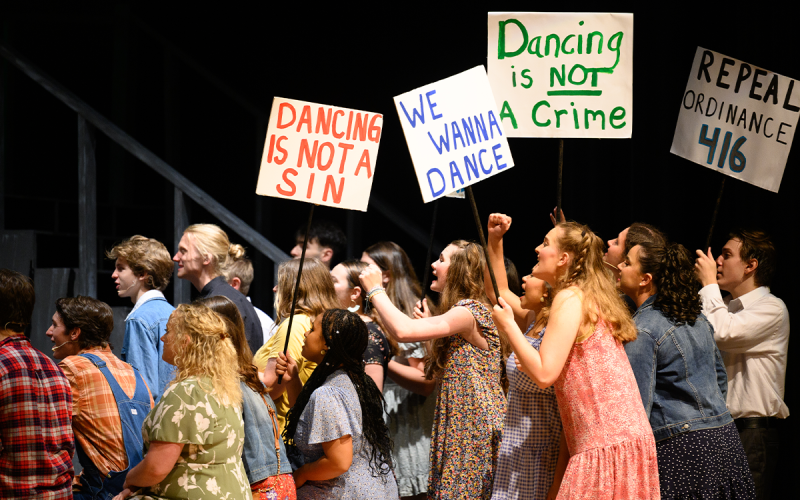 The Bomont high school teenagers protest the ban on dancing in the Town Hall meeting. ZACH TAYLOR/Special