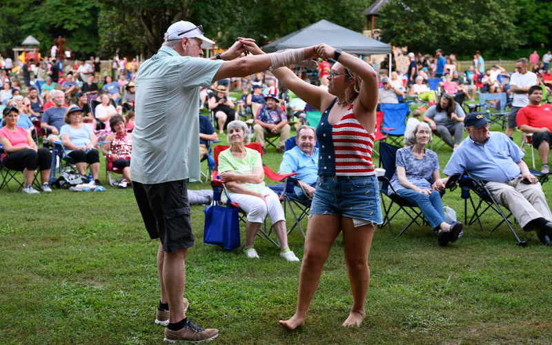 Mark Watson dances with Hailey Renaud under the lights of the Pitts Park stage. ZACH TAYLOR/Special