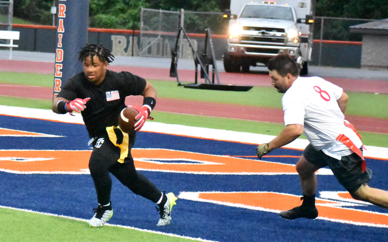 Kendrick  Teasley picks off a pass in the end zone for Habersham-Banks. MATTHEW OSBORNE/Staff