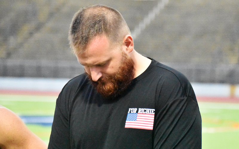 Easton Foundation founder Casey Lizama is deep in thought during the moment of silence. MATTHEW OSBORNE/Staff