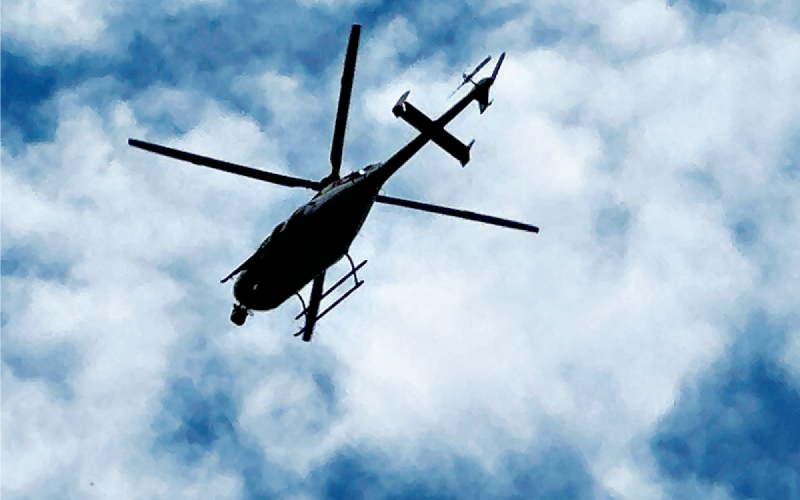 Helicopters, K9s and officers searched the Clarkesville area for a suspect on Friday. HABERSHAM COUNTY/ Submitted
