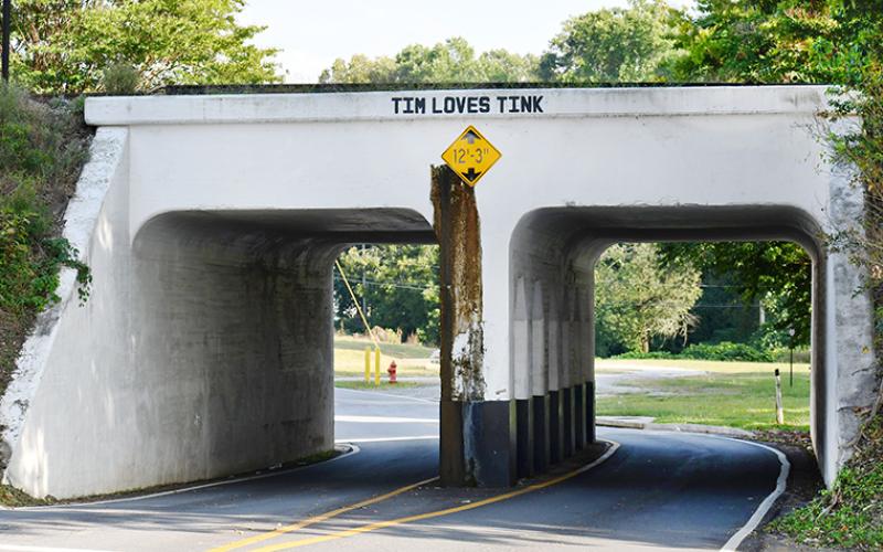 Cornelia’s most famous underpass is the site of a historical project to play up the legend of the long lost mysterious couple and where locals’ imagination has taken them over the years. JULIANNE AKERS/Staff