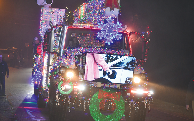 Habersham EMC's float was well lit at last year's parade in Baldwin.