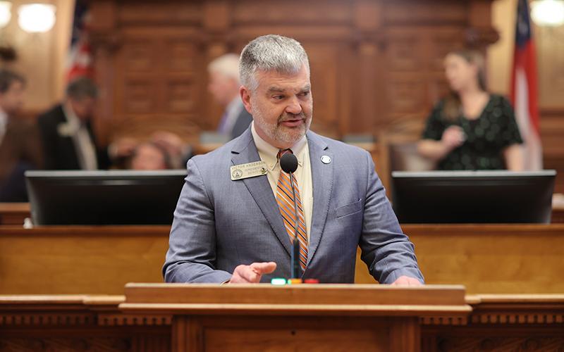 Rep. Victor Anderson talks from the dais at the House of Representatives chamber in Atlanta. SUBMITTED