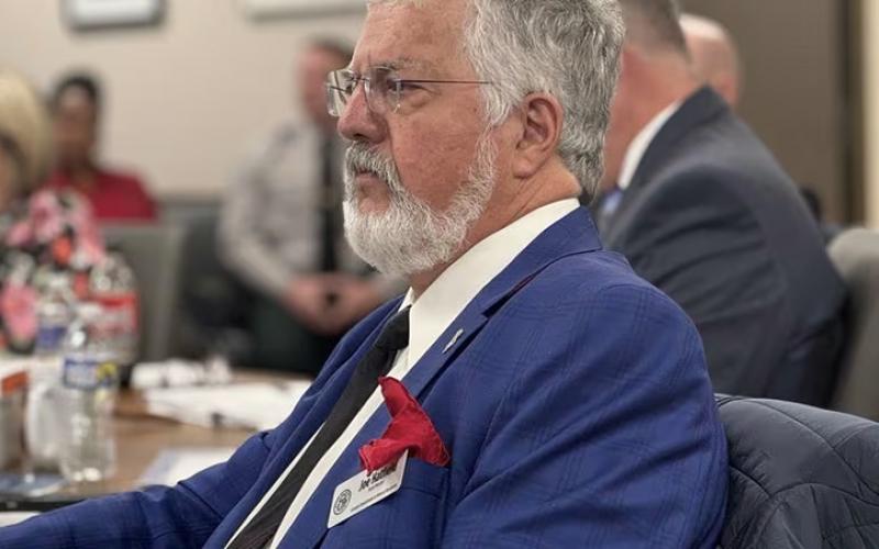 "Joe Hatfield, the new chairman of the Georgia Department of Natural Resources Board, is shown during the group's meeting on January 23, 2024." CREDIT: AJC/Drew Kann
