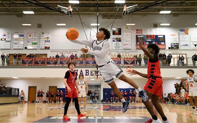 Justus Gober flies through the air before scoring a reverse layup. ZACH TAYLOR/Special
