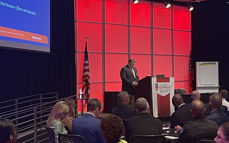 Habersham County Schools Safety Director Murray Kogod speaks at the GASROE  convention at the University of Georgia. SUBMITTED