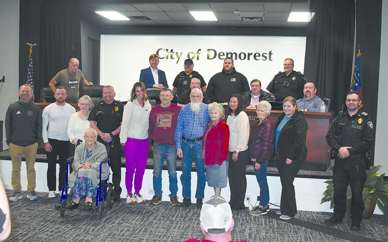Casey Chastain had plenty of well wishers when his promotion to chief was announced. Family members include wife Whitney Chastain, Jack and Pat Chastain, Ricky Chastain, Kim Foster, Rose Chastain, Pam Chastain and Pat Galloway and Kristina Colbert. Demorest officers in attendance included Ty Moss, Bryan Collins, Justin Hicks and James Minutello. Councilmembers Jimmy Davis, Donnie Bennett, Andrew Ferguson and Shawn Allen, City Manager Mark Musselwhite and Mayor Jerry Harkness, congratulated Chastain as well.