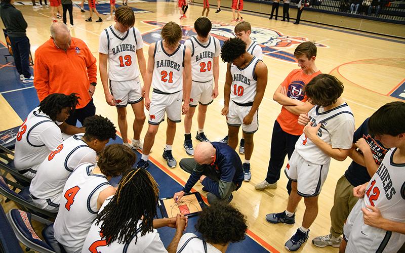 Habersham Central coach Tommy Yancey instructs his team during a time out. ZACH TAYLOR/Special