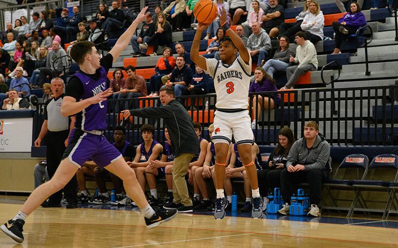 Habersham Central’s Justus Gober fires from deep earlier this season against North Forsyth. ZACH TAYLOR/Special