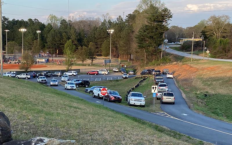 Parking at the ballfields has often been an issue (above), so new cables were added to the handicapped parking area to prevent illegal overflow parking. HABERSHAM COUNTY/Submitted