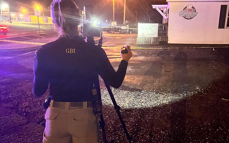 An agent surveys the scene Sunday night near Habersham Mills Road in Clarkesville. GBI/Submitted