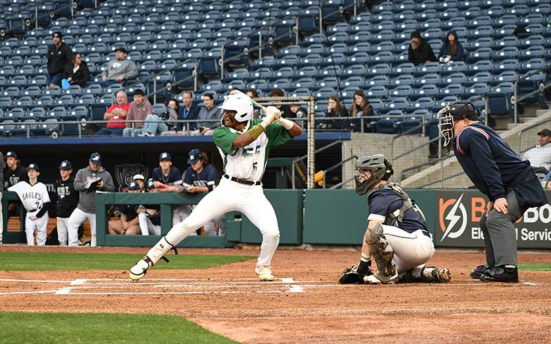 Tallulah Falls’ Danny Vigille-Grant awaits the pitch during Wednesday’s game at the home of the Triple-A Gwinnett Stripers. LANG STOREY/Staff