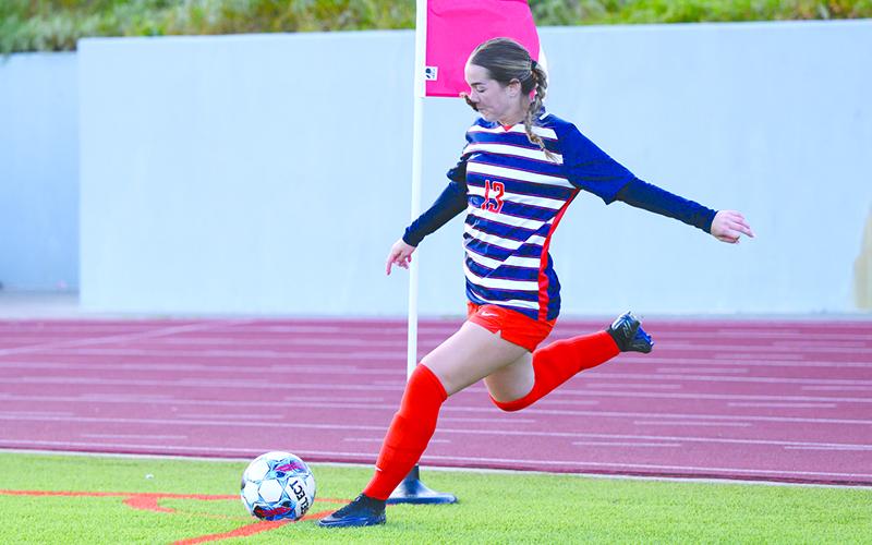 Maggie Vena takes a corner kick during the season finale. ZACH TAYLOR/Special