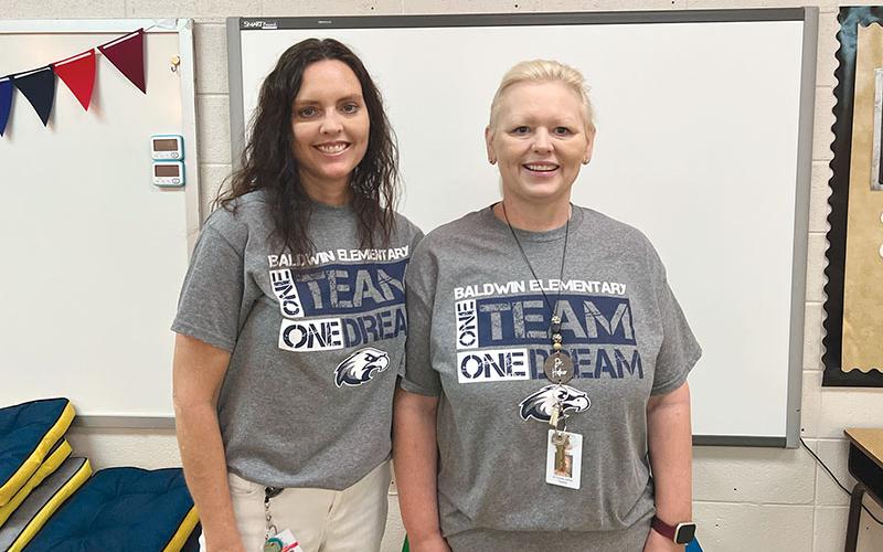 Susan Goss, left, and Yvonne Hefner, right are sisters who both teach special education at Baldwin Elementary School.