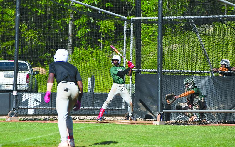 TFS third baseman Ashton Roache takes live BP Wednesday in what was the Indians’ final practice before making the trip to Statesboro. LANG STOREY/Staff