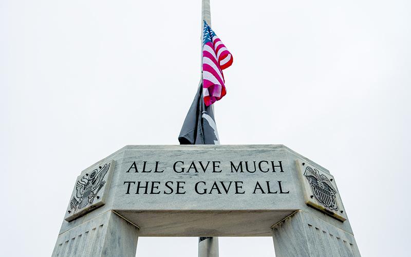 American and Prisoner of War/KIA Flags fly at half-staff at the KIA Memorial in Clarkesville in honor of those who gave all. ZACH TAYLOR/Special
