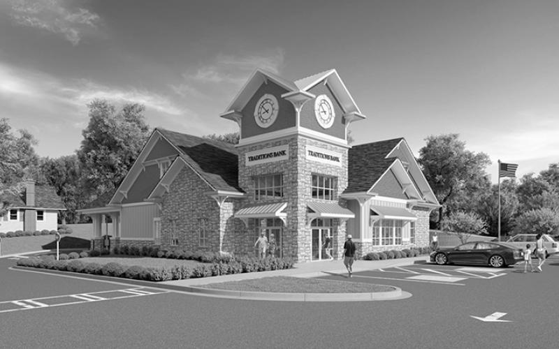 Renderings are shown of what the new bank in Clarkesville will look like when completed in 2025. TRADITIONS BANK/Submitted