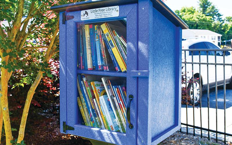 A new Little Free Library sits at the Baldwin Farmers’ Market on Airport Road.