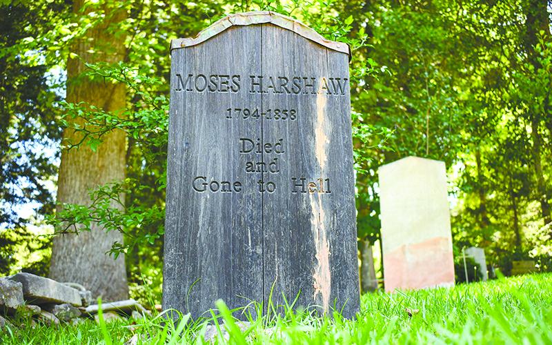 The grave of Moses Harshaw sits at Old Clarkesville Cemetery. JULIANNE AKERS/Staff