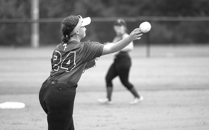 Tallulah Falls’ third baseman Abby McCoy throws a runner out at first Friday afternoon. ZACH TAYLOR/Special