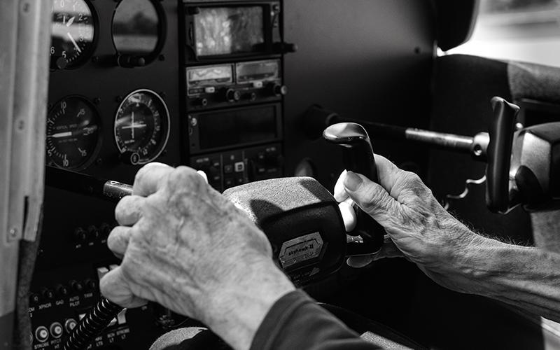 Mac wipes out the controls on the Cessna and states, “It’s like riding a bike. You never forget it.” ZACH TAYLOR/Staff