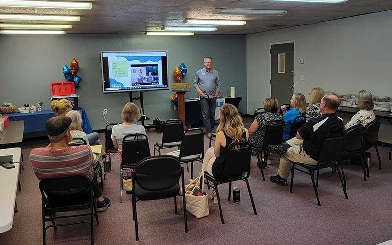 HUB Executive Director Todd Colwell gives a presentation to mentors at the nonprofit’s kickoff mentor meeting. SUBMITTED