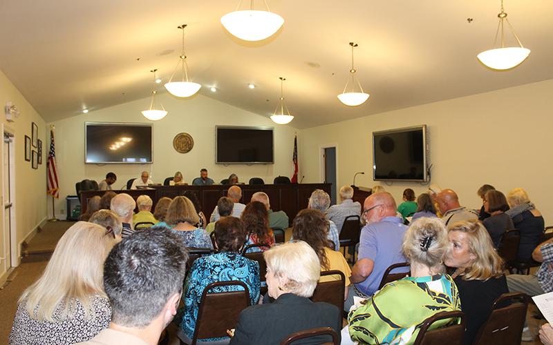 Residents pack Clarkesville City Hall as planning commission considers annexation, rezoning. BRIAN WELLMEIER/Staff