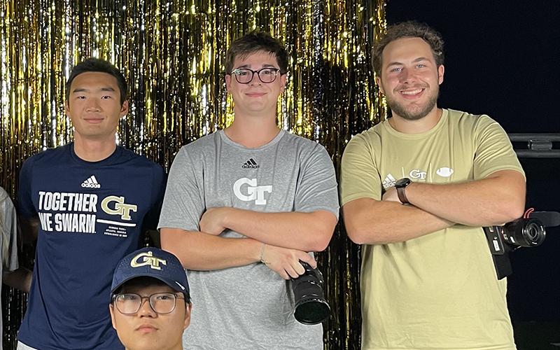 Jayden Arria, center in grey, and his fellow Georgia Tech student content creators are ready to whip up quality work this school year. SUBMITTED