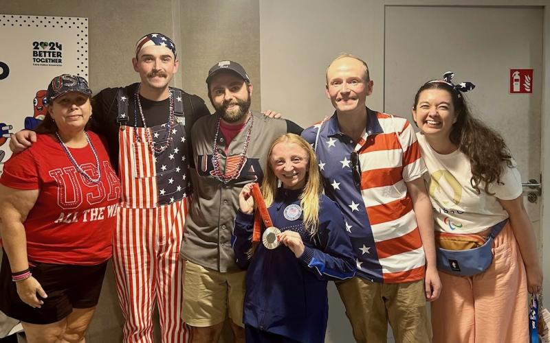 (From left) Teresa Coan, Eli Coan (McKenzie's younger brother), Micah Plotkin (McKenzie's boyfriend), Grant Coan (McKenzie's older brother), and sister-in-law Alexis Garcia Coan all showed up in full force to support McKenzie this summer. SUBMITTED