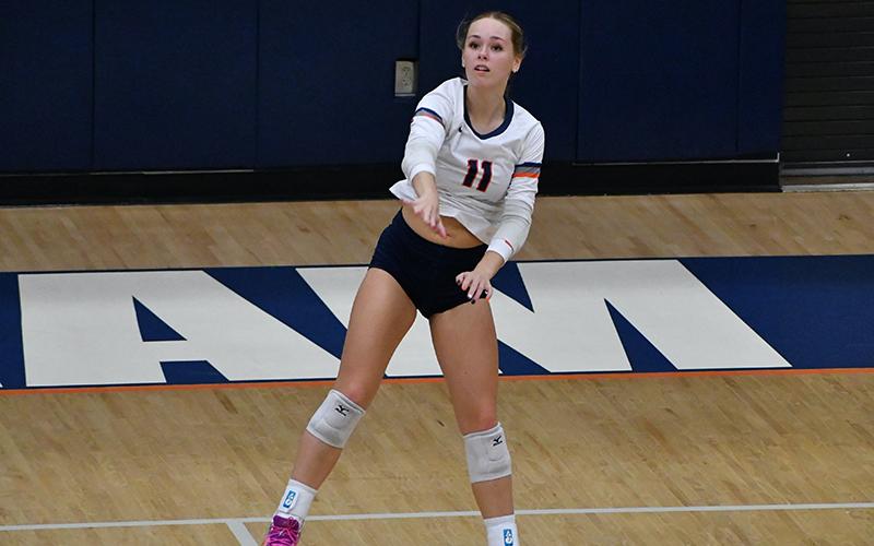 Senior Jayden Jarrett has brought the energy - as well as strong serving - for the Lady Raiders so far this season. LANG STOREY/Staff