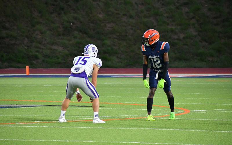 Braydon Strickland (no. 12) has played a bigger role for the Raiders this season. On defense, he added another pick to make it his third straight week with an interception. LANG STOREY/Staff