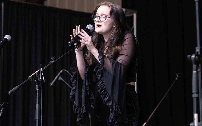 Zoe Simmons takes the stage by storm, singing ‘Wine and Wheat’ by Madds Buckley during the WCON Talent Show. Simmons took first place in the competition. ZACH TAYLOR/Staff