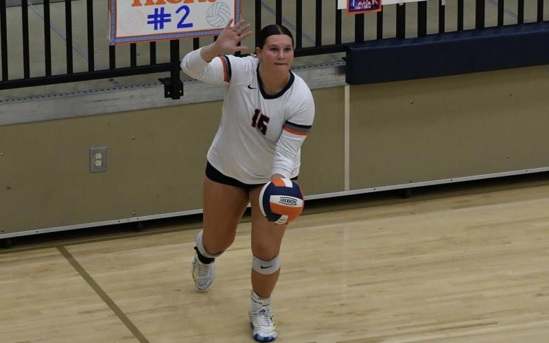 Callyn Chosewood serves the ball into play during a match last week. LANG STOREY/Staff