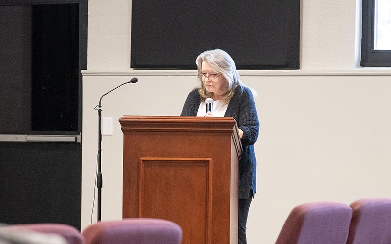 Marie Evans speaks on the increase in property taxes and how it affects Demorest residents. ZACH TAYLOR/Staff