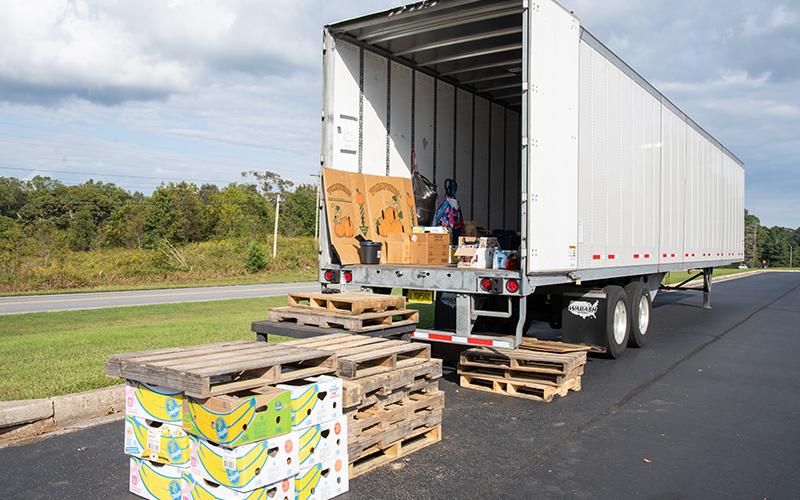 The Torch loads up a tractor-trailer load of supplies to go to North Carolina. ZACH TAYLOR/Staff